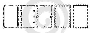 set vertical rectangular frames, Doodle style, hand drawn, ornate decorative elements for framing details for posters