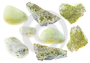 Set of Vesuvianite Idocrase stones cutout photo
