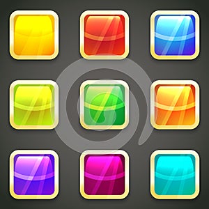 Set of vibrant bright glossy web buttons