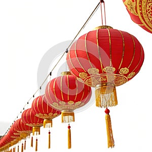 Chinese lanterns isolated on white background photo
