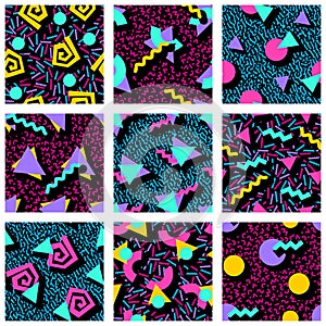 Set of vibrant geometric patterns