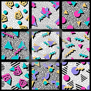 Set of vibrant geometric patterns photo