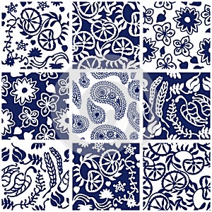 Set of Victorian seamless patterns.