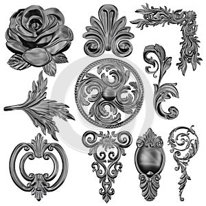 Set of Victorian style engraved symbols