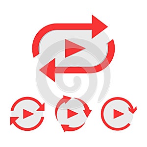 Set of video play button like simple replay icon