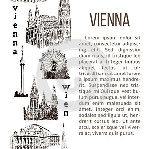 Set of Vienna symbols. vertical stripe with description text.