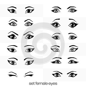 Set of views of a female eye