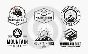 Set of vintage badge emblem bicycle, bike, bike shop, mountain bike club logo icon vector illustration