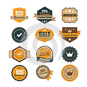 Set of vintage badges. Vintage premium quality labels. Vector