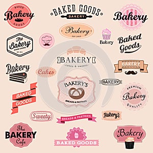 Set of vintage bakery badges and labels photo