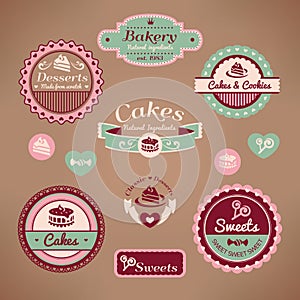 Set of vintage bakery labels photo