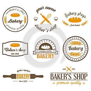 Set of vintage bakery logos, labels, badges and