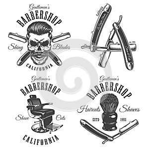 Set of vintage barbershop emblems