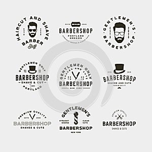 Set of vintage barbershop logos. retro styled hair salon emblems. vector illustration