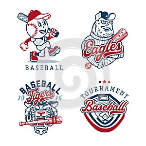 Set of vintage baseball badges, emblems and logo