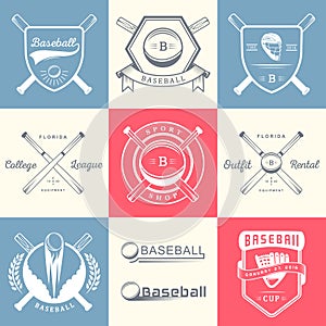 Set of Vintage Baseball Logos and Badges.