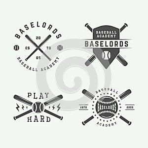 Set of vintage baseball logos, emblems, badges