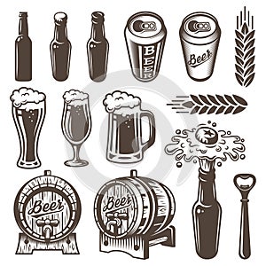 Set of vintage beer and brewery elements