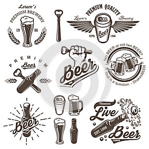 Set of vintage beer brewery emblems