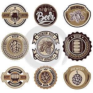 Set of vintage beer labels. Design elements for logo, label, emblem, sign, menu.