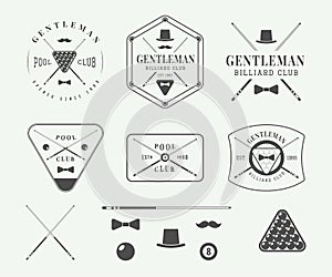 Set of vintage billiard labels, emblems, logo