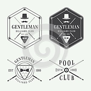 Set of vintage billiard labels, emblems and logo