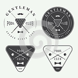 Set of vintage billiard labels, emblems and logo