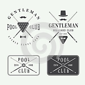 Set of vintage billiard labels, emblems and logos