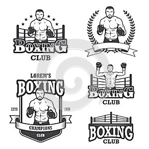 Set of vintage boxing emblems