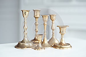 Set of Vintage Brass Candlesticks.