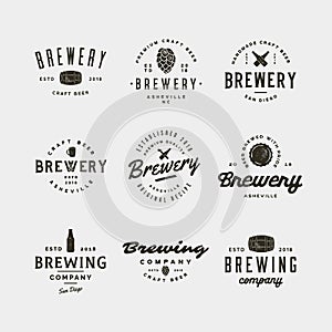 Set of vintage brewery logos. vector illustration