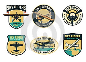 Set of vintage bush flying badge design