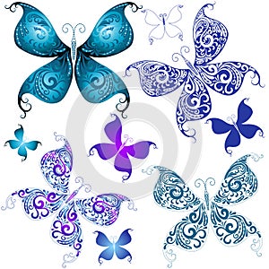 Set vintage butterflies