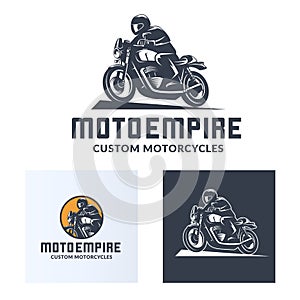 Set of vintage cafe racer motorcycle logo.