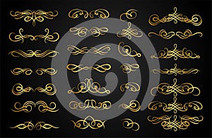 Set of vintage Calligraphic Design Elements Swirls Vignettes