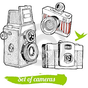 A set of vintage cameras