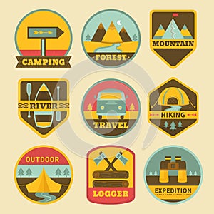 Set of vintage camping logos