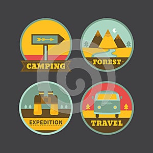 Set of vintage camping logos