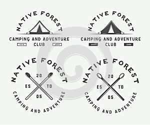 Set of vintage camping outdoor and adventure logos, badges