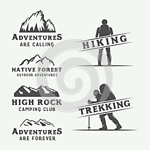Set of vintage camping outdoor and adventure logos, badges