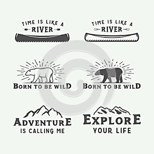 Set of vintage camping outdoor and adventure logos, badges