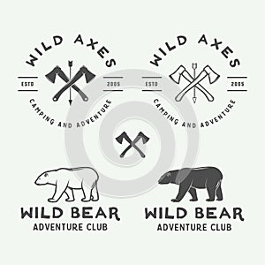 Set of vintage camping outdoor and adventure logos, badges