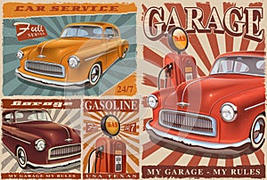 Set of Vintage Car Posters.