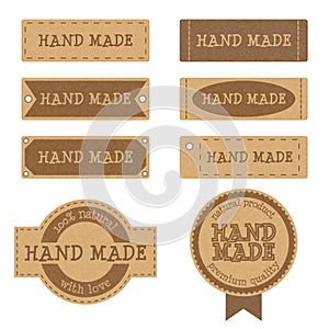 Set of vintage cardboard badges, tags and labels for hand made products