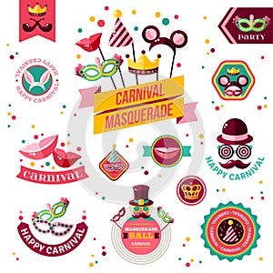 Set Of Vintage Carnival Badges and Other Elements