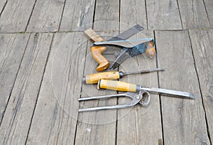 Set of vintage carpenter tools