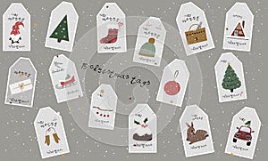 Set of vintage Christmas tags from New Collection. Vector