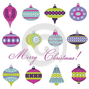 Set of Vintage Christmas Tree Balls