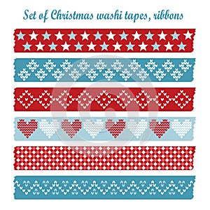 Set of vintage christmas washi tapes, ribbons, elements