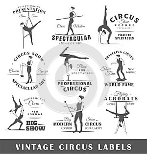 Set of vintage circus labels